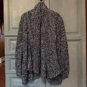 Black and White Knit Shawl-neck Cardigan